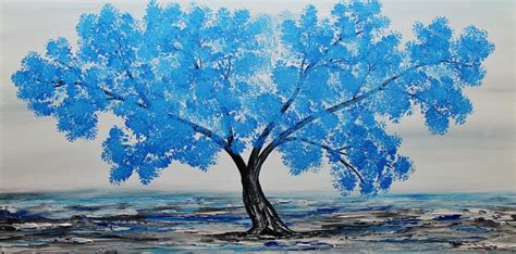 Blue Blooming Tree Buy 2 Get 1 Free Painting By Artstage Artmajeur