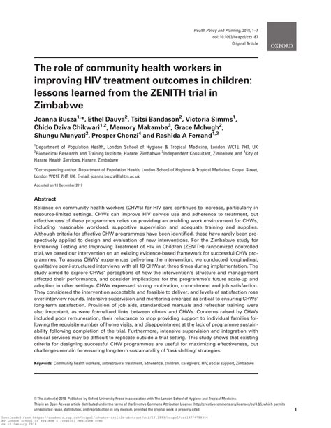 Health insurance in zimbabwe pdf. (PDF) The role of community health workers in improving HIV treatment outcomes in children ...