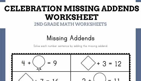 missing addends worksheet