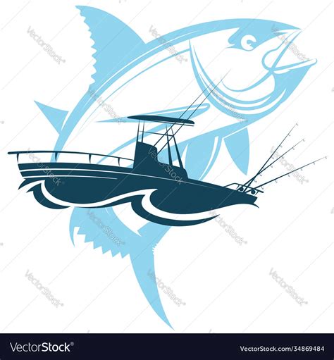 Tuna And Fishing Boat Royalty Free Vector Image