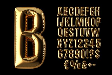 Golden Balloon Font Funny Alphabet