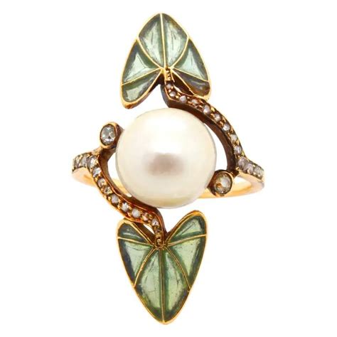 René Lalique Art Nouveau Pearl And Enamel Ring Circa 1900 In 2021