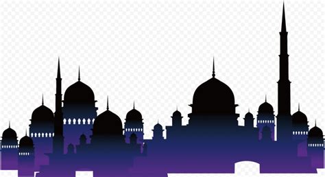 Gradient Purple Black Silhouette Masjid Mosque Citypng