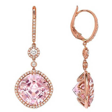 Pink Tourmaline Diamond Gold Drop Earrings At Stdibs