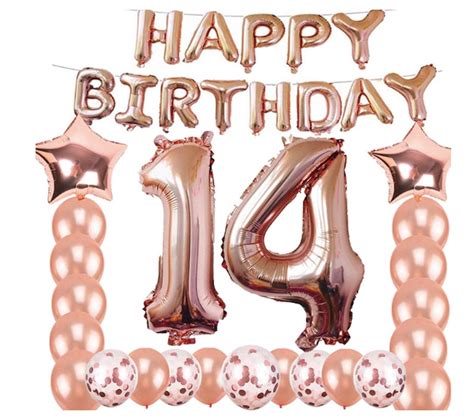 14th Birthday Decorations Number 14 Balloon Rose Gold Balloons Etsy
