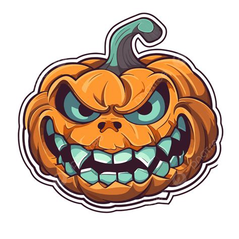 Halloween Sticker A Scary Pumpkin Vector Clipart Jack O Lantern Sticker Cartoon Png And