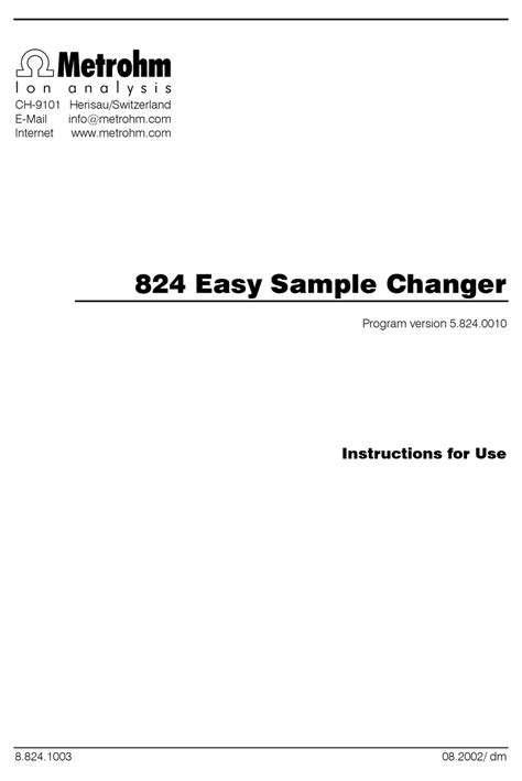 Metrohm 824 Instructions For Use Manual Pdf Download Manualslib