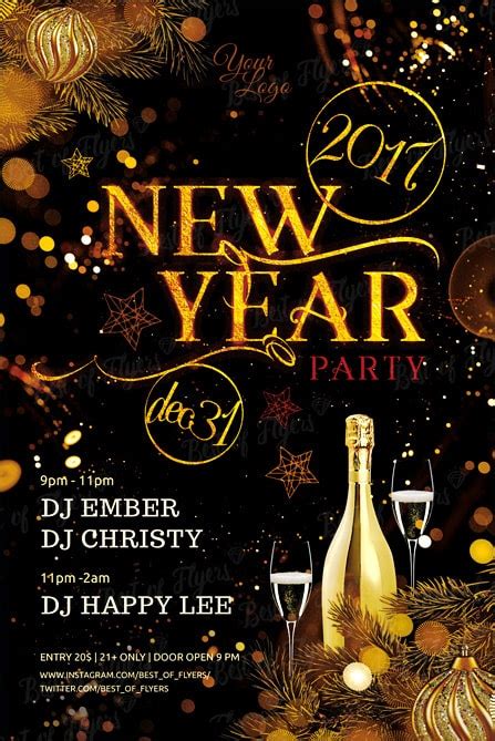 year party  psd flyer template  elegant
