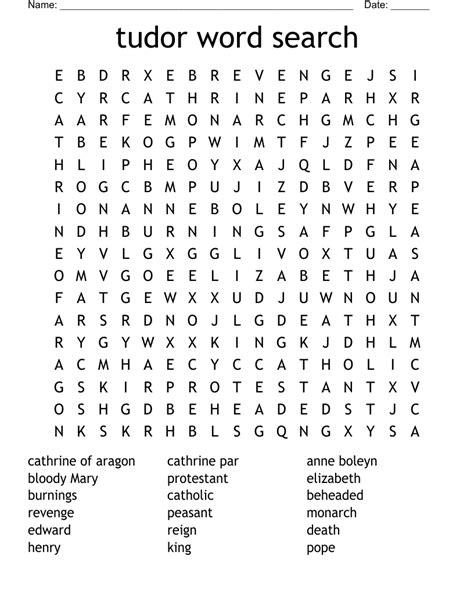 Tudor Word Search Wordmint