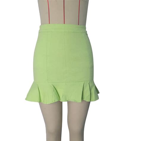 Fashion Solid Color Ruffles Bodycon Denim Short Skirts Wholesale Skirt Vendors Ssk203982