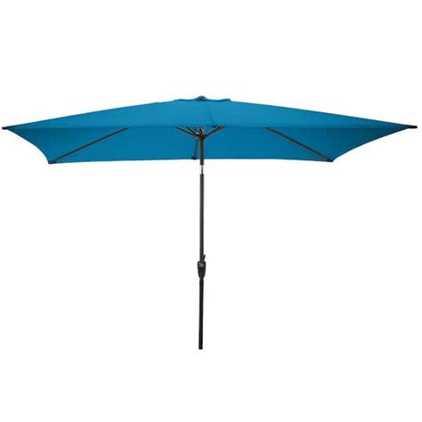 Pure Garden 10 Ft Market Rectangular Tilt Patio Umbrella With Push