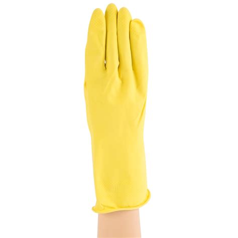 Large Multi Use Yellow Rubber Fully Lined Gloves Pair Pack