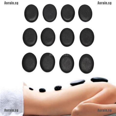 Jj 12pcs 34cm Massage Stones Massage Lava Natural Energy Massage Set