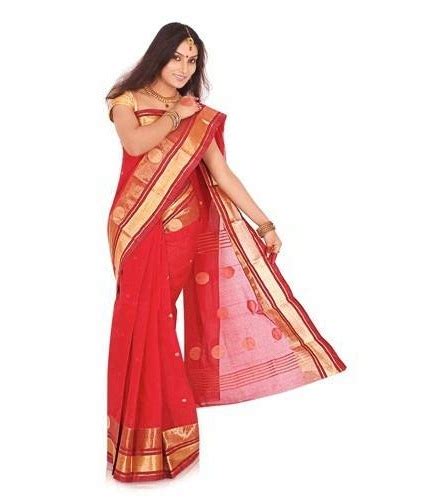 Raspaw Bengali Red And White Tant Saree