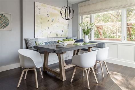 The gray barn fairy glen shaker style hardwood square dining table. Gray Dining Nook with Salvaged Wood and Concrete Dining ...