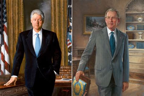 Clinton Bush Portraits Back On Display In White House After Trump
