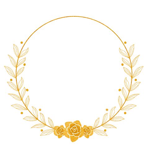 Gold Frame With Rose Decoration For Wedding Floral Wedding Gold Png