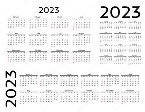 Conjunto De Tres Calendarios Para 2023 En Diferentes Formas Aisladas