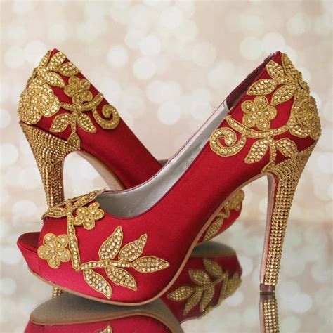 Custom Wedding Shoes Claret Aa Peep Toe Wedding Shoes With Gold