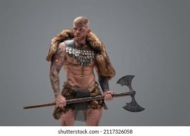 Strong Viking Axe Naked Torso Against Stock Photo Shutterstock