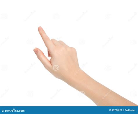 Isolated Female Hand Touching Pointing To Something Stock Photo Image