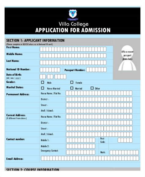 Free 9 College Application Forms In Pdf Ms Word