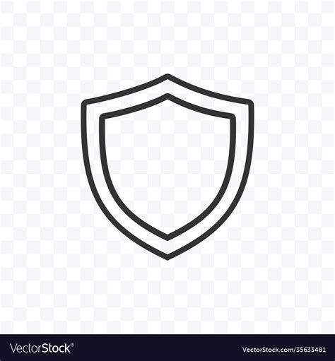 Outline Shield Icon On Transparent Background Vector Image