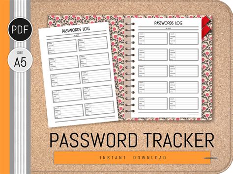 Printable Password Book Password Keeper Password Tracker Etsy