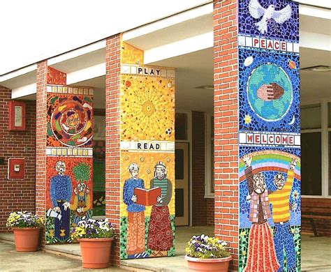 Welcome Mosaic At The Entrance Of A School School Wall Art School