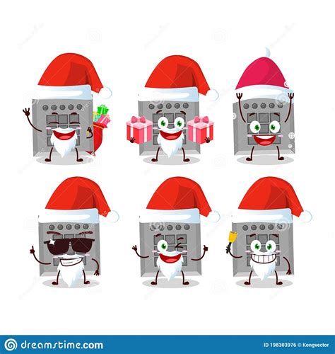 Santa Claus Emoticons With Among Us Button Task Cartoon Character Stock