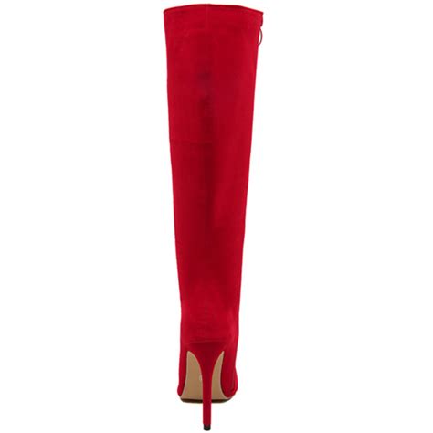 sexy pointed toe stiletto heels red suede knee high boots on luulla