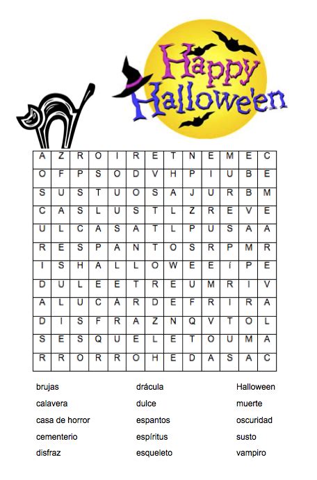 Halloween Busca Palabras Free Resources For Spanish Teachers