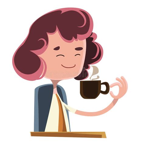 Women Drinking Coffee Illustration Cartoon Character Stock Illustration