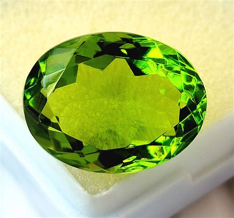Green Precious Topaz Gemstone A Gemstone Oval Shape Etsy