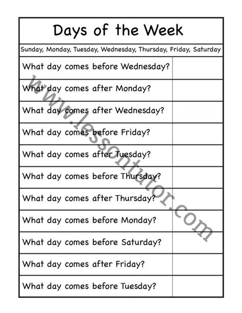 Days Of The Week Spelling Worksheets Worksheets For Kindergarten