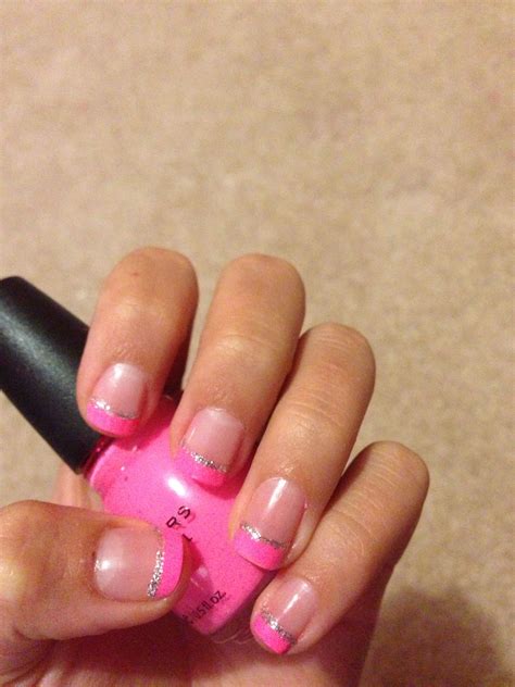 Pink French Tip With Glitter Did It Myself Nail Art Pen Art Pens