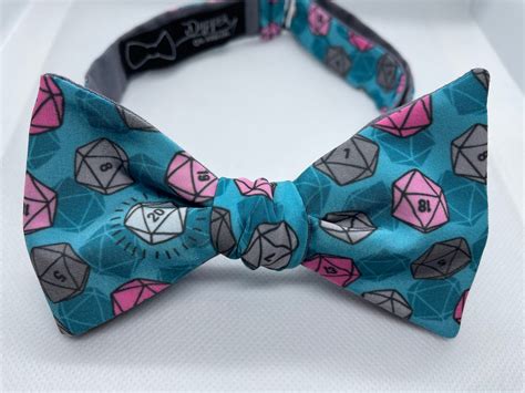 Gaming Dice Bow Tie Self Tie Pre Tied D20 Dandd Dungeons And Dragons