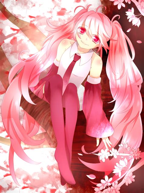 Safebooru Alternate Hair Color Hatsune Miku Long Hair Pink Eyes Pink