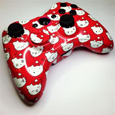 Hello Kitty Custom Modded Xbox 360 Controller With Black Buttons And