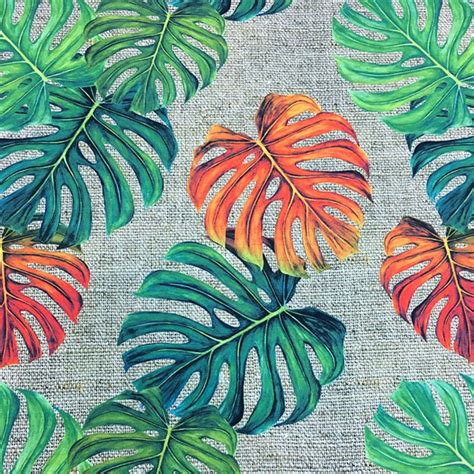 Tropical Upholstery Fabric By The Yard Monstera Leaves On Etsy