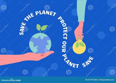 Earth Day Illustration Hand Draw Save Our Planet Protect Our Planet