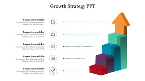 Instant Download Growth Strategy Ppt With Five Nodes Slides