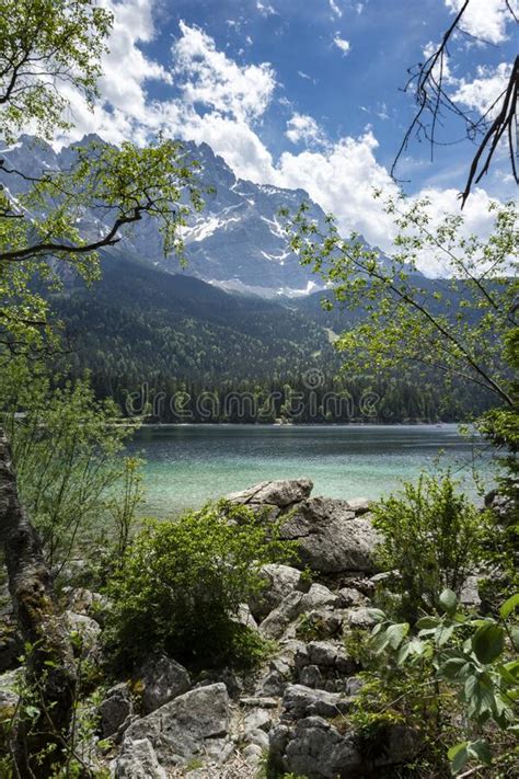 Eibsee Lake In Germany In Front Of The Mountain During Daytime Stock