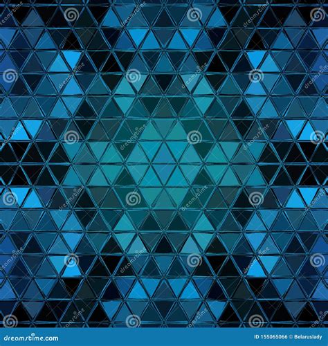 Abstract Geometric Mosaic Pattern With Triangles In Blue Color Stock