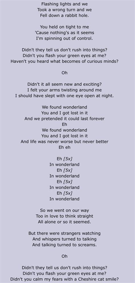 Taylor Swift Lyrics Wonderland Part 1 Meaningful Lyrics Taylor