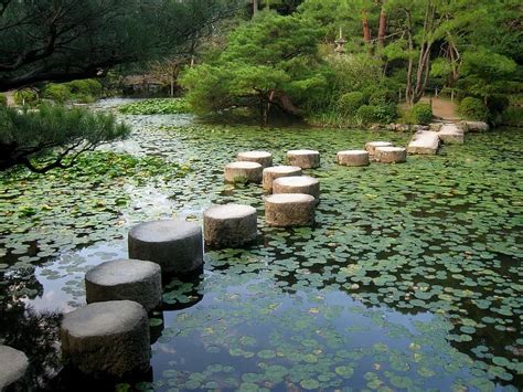 Zen Garden Garden Lake Pond Creek Water Cascade Japanese Garden
