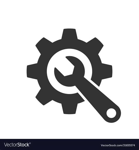 Wrench And Gear Grey Icon Royalty Free Vector Image