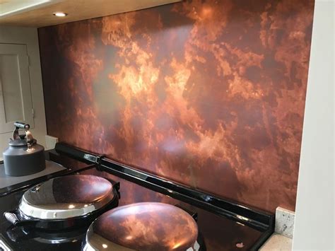 153 Bespoke Patina Copper Splashback Copper Kitchen Backsplash