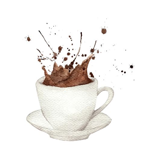 Coffee Splash From Cup Watercolor Illustration 3087061 Vector Art At