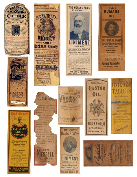 Vintage Medicine Bottle Labels Real Sheet 2 Of 3 Vintage Medicine